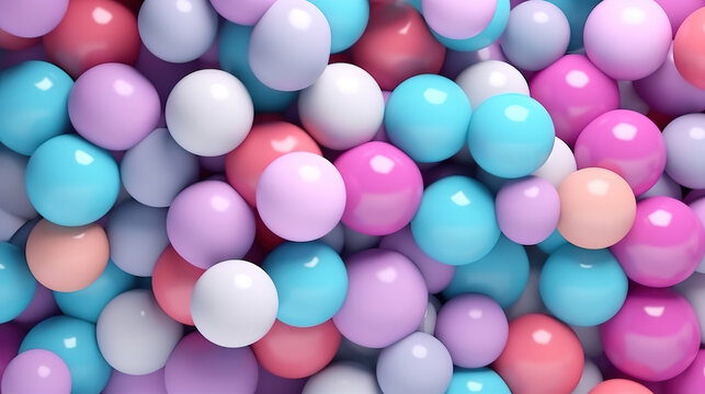 3d rendering picture of colorful balls. Abstract wallpaper and background. Generative Ai