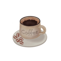 cup of coffee with beans