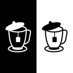 black and white tea cup icon