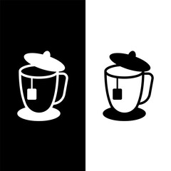 black and white tea cup icon