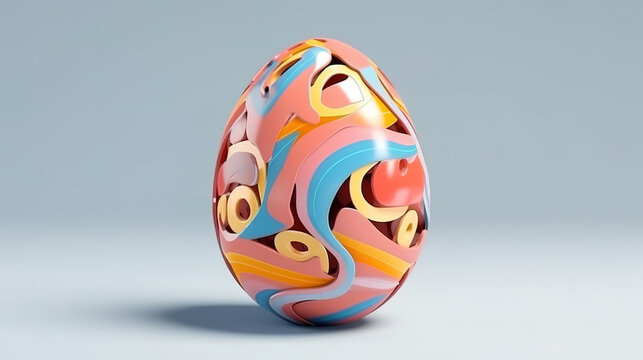 3D rendered silver eggs beautiful, Easter eggs engraved with a white background. Generative Ai