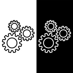 black and white gear icon