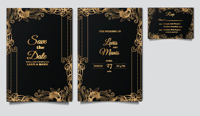 luxury elegant wedding invitation card design set