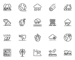 set of natural disaster icons,  climate change,