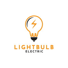 Lightbulb electric with plug, lightbulb logo design concept