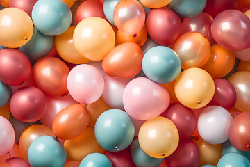 Fototapeta na wymiar texture background of multicolored rubber balloons. Generative AI