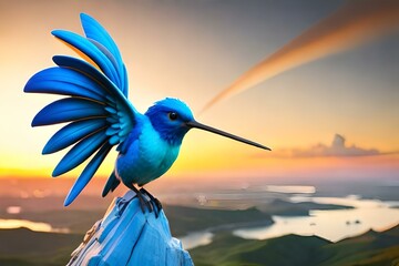 blue tailed hummingbird generated by Ai