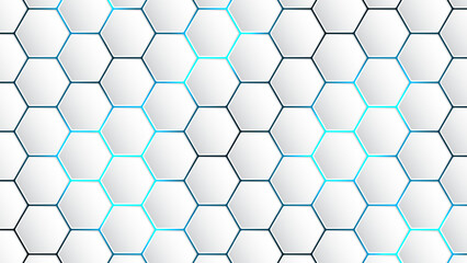 Hexagonal abstract technology background. electric glow hexagonal background. vector illustration.