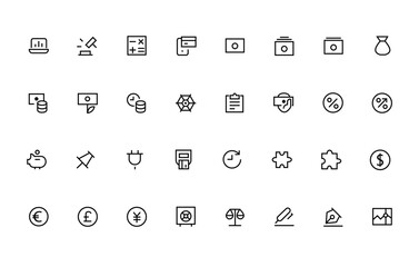  SEO and promotion line icons collection. Business and finance icons pack vector illustration