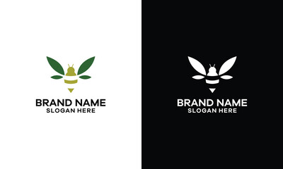 creative beetle logo with design leaf