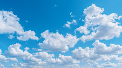 Fototapeta premium Beautiful blue sky with clouds pastel blue painted