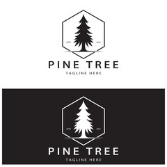 Fototapeta na wymiar simple pine or fir tree logo,evergreen.for pine forest,adventurers,camping,nature,badges and business.vector