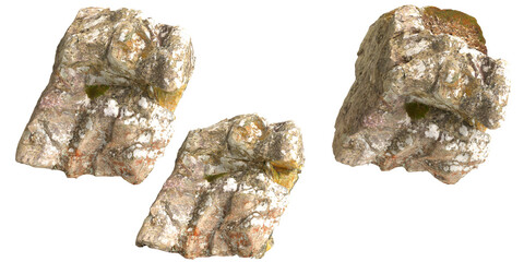 3d illustration of single rocks isolated on transparent background