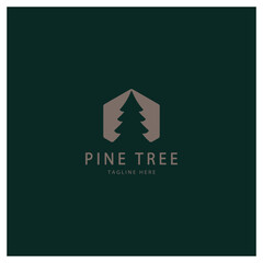 Obraz premium simple pine or fir tree logo,evergreen.for pine forest,adventurers,camping,nature,badges and business.vector