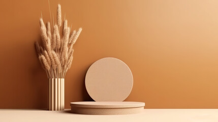 nature showcase composition. Abstract minimal studio 3D render. Generative Ai