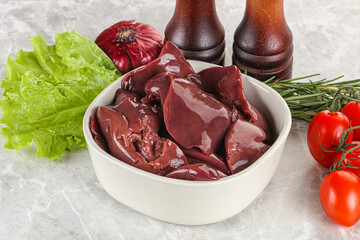 Raw turkey liver in a bowl ready for cooking