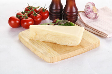 Piece Italian hard parmesan cheese