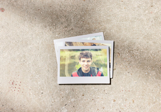 Mockup of three customizable instant camera photo prints available with different effects
