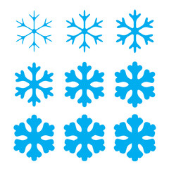 Fototapeta premium Snowflake Icon, Minimal Snow Symbol, Snow Flake Sign, Snowflakes for Winter Design and Christmas Decoration