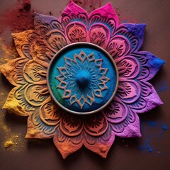 beautiful mandela pattern made from coloured powder