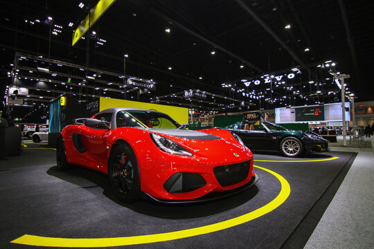 Lotus Exige 350 sport car show at indoor showroom exhibition fair in Thailand International Motor Expo 2021 on December 8, 2021 in Bangkok, Thailand