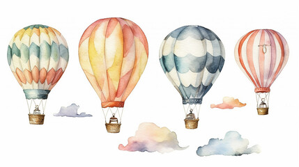 Fototapeta na wymiar collection of balloons watercolor on a white background. generative AI