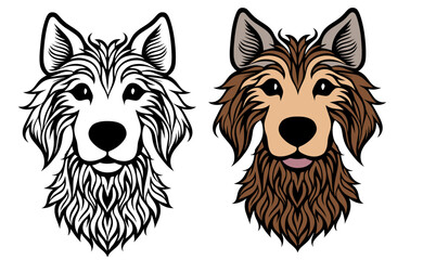 Dog Head Flat Colors Vector Artwork