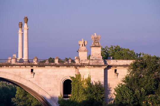 Reflections on the Tiber river, Rome, Italy. Flaminio bridge	