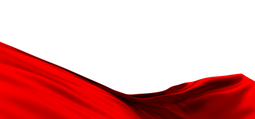 Red ribbon silk cloth fly cloth floating fabric background, 3d rendering