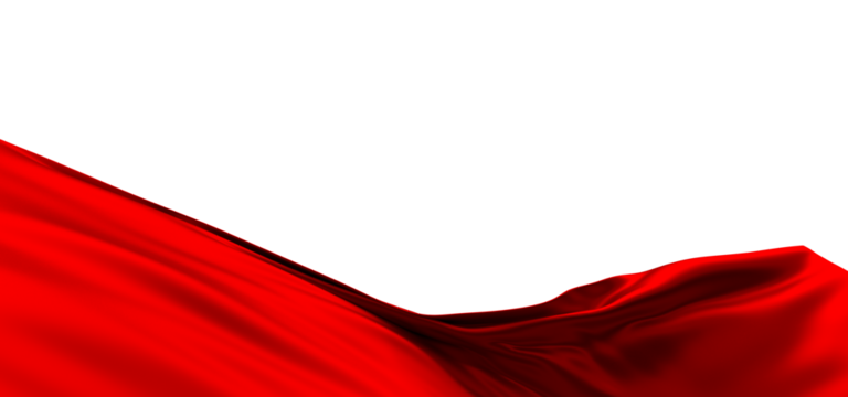 Red ribbon silk cloth fly cloth floating fabric background, 3d rendering