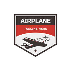 Flat vintage airplane logo. Airplane Club or Travel Logo design
