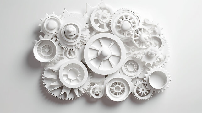 gears on a white background concept car service. generative ai