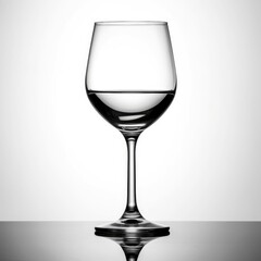 Empty wine glass on white background, Copy space.