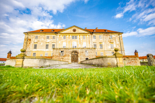 Old fortress and castle in small town Holic in Slovakia. Monumental Baroque-Classicist manor house.
