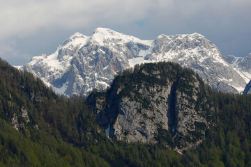 Spring landscape in the Triglav National Park. Breathtaking peaks of the Julian Alps. Triglav...