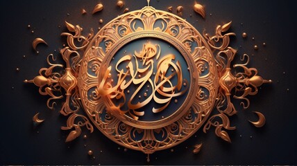 Ramadan Kareem background with arabic calligraphy and gold ornament