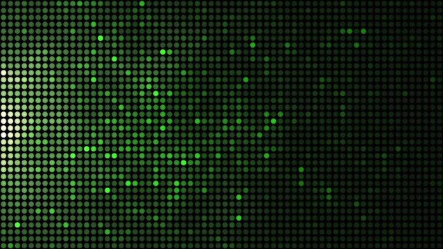 Light green disco lights background. Disco party glowing animation. VJ animation. Flicker wall lights. Nightclub, music video, LED screen and projector, glamour and fashion event, jazz, pop. 4k. 