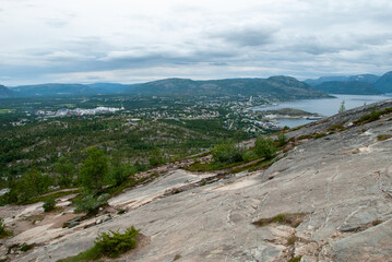 Fototapeta na wymiar The scenery of Alta town from the top of Komsa Mountain, Norway