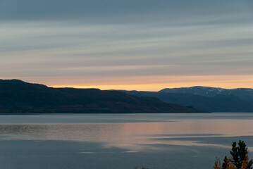 Beautiful sunset over Altafjorden by Alta, Finnmark, Norway