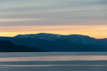 Beautiful sunset over Altafjorden by Alta, Finnmark, Norway