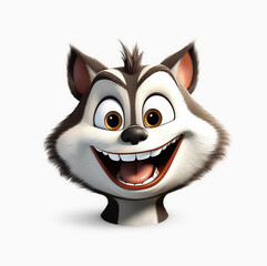 Cartoon coon mascot smiley face on white background