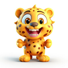 Cartoon leopard mascot smiley face on white background