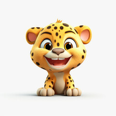 Cartoon leopard mascot smiley face on white background