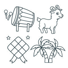 sketch of eid al adha celebration,islamic doodle.vector illustration hand drawn on white background