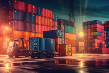 Logistics and transportation Industrial Container Cargo background