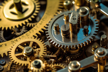 Mechanism gears and cogs at work background