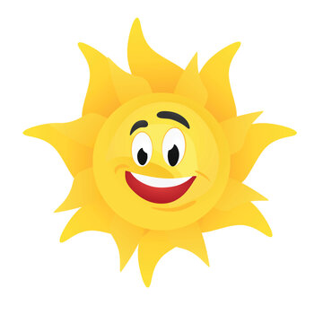 Smiling sun isolated. vector illustration