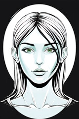 Women's portrait, pop art, 2d illustration, woman, digital art, girl, graphic, line, beauty, elegant