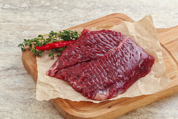 Raw beef machete steak for grill