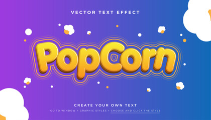 Popcorn Yellow 3D editable text effect, suitable for promotion and product